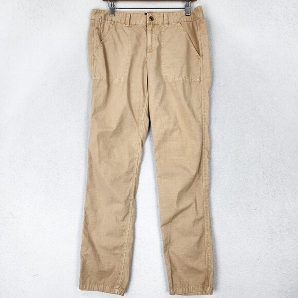 J Crew Pants Womens 8 Khaki Beige City Fit 100% Cotton Straight Leg Utility - Picture 1 of 12